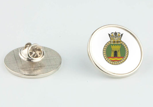 HMS CARDIFF Lapel Pin Badge Silver