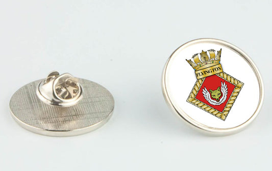 HMS FLYING FOX Lapel Pin Badge Silver