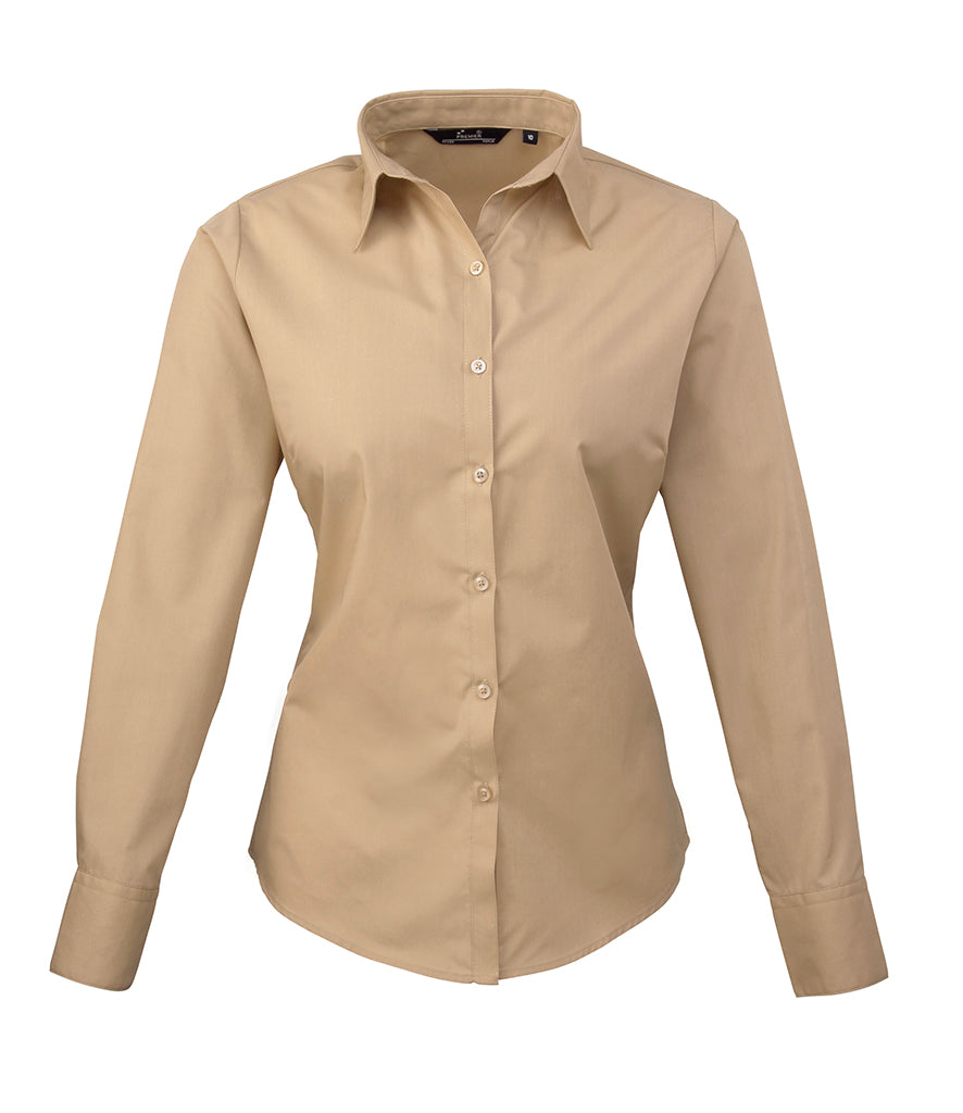 Premier Ladies Long Sleeve Poplin Blouse - PR300
