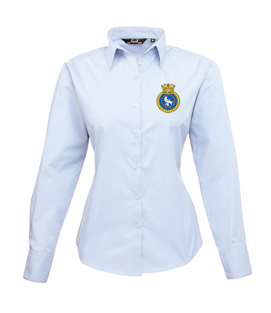 HMS BLAKE - Premier Ladies Long Sleeve Poplin Blouse - PR300