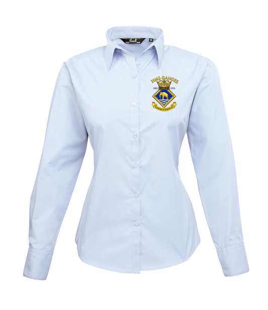 HMS GANGES - Premier Ladies Long Sleeve Poplin Blouse - PR300