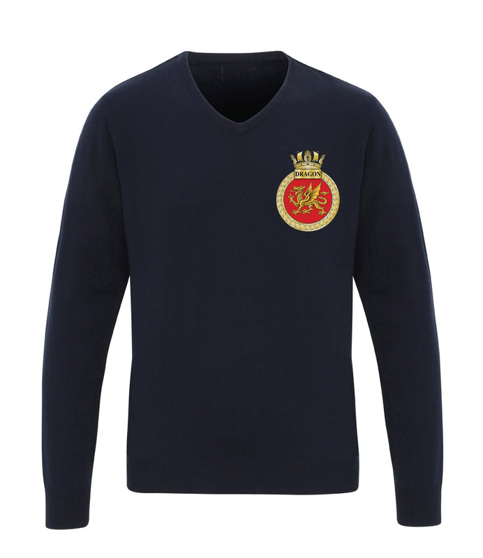 HMS DRAGON - Premier Essential Acrylic V Neck Sweater