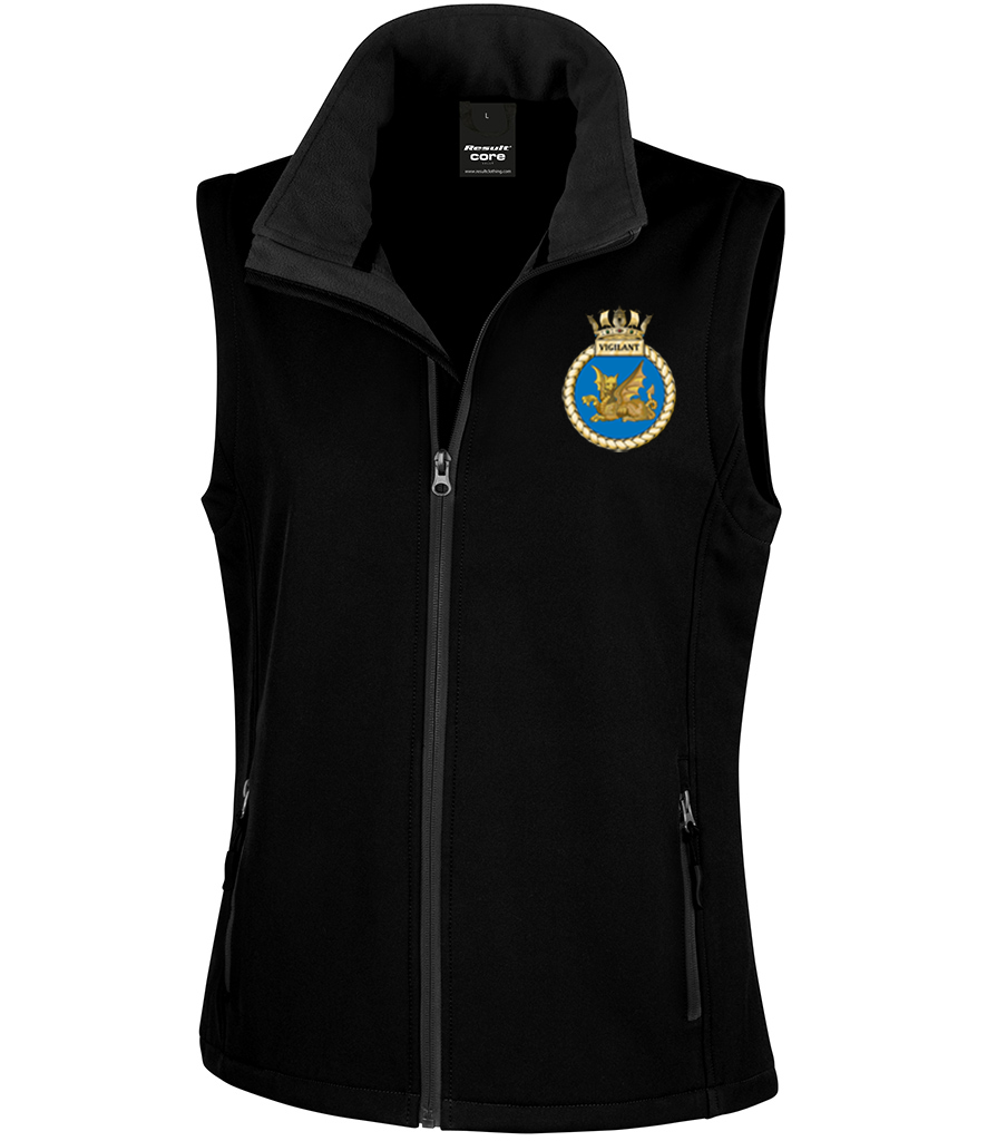 HMS VIGILANT - Result Core Ladies Printable Soft Shell Bodywarmer - RS232F