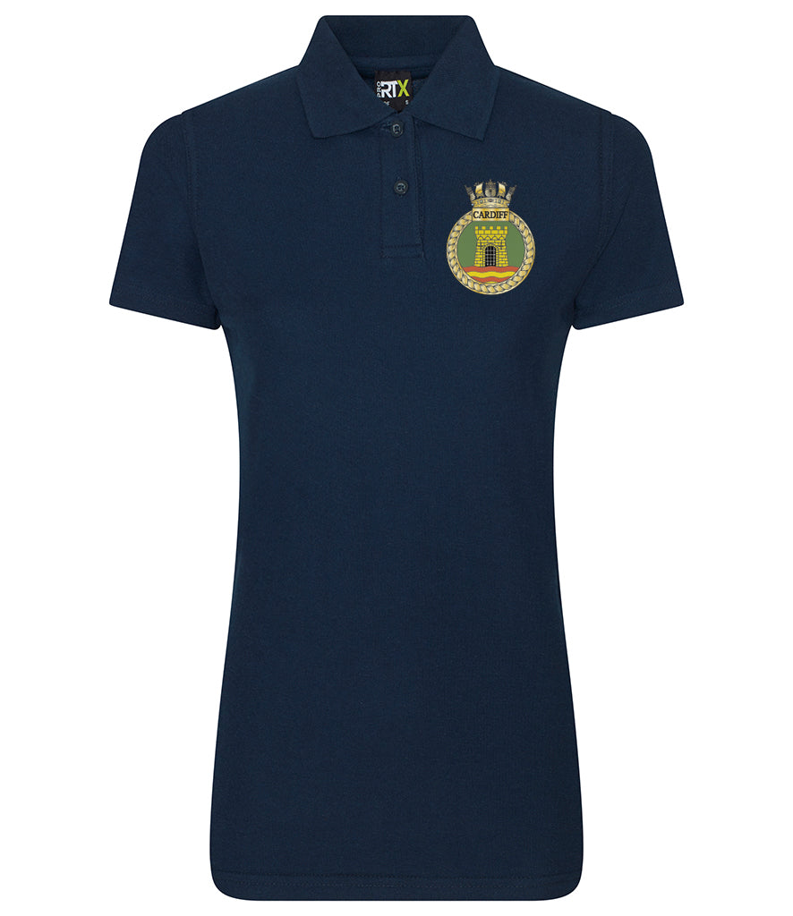 HMS Cardiff - Pro RTX Ladies Fit Pique Polo Shirt