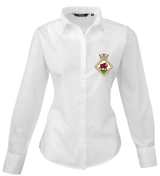 HMS CAMBRIA Premier Ladies Long Sleeve Poplin Blouse - PR300