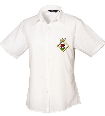 HMS CAMBRIA Premier Ladies Short Sleeve Poplin Shirt - PR302