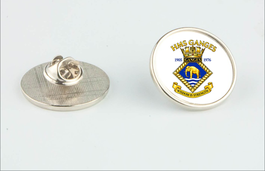 HMS GANGES Lapel Pin Badge Silver
